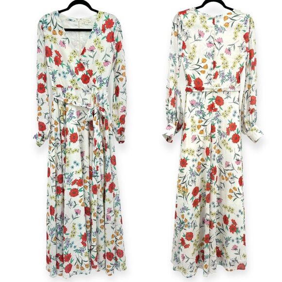 Yumi Kim Giselle Floral Faux Wrap Maxi‎ Dress Garden at Dawn Ivory - Size Small